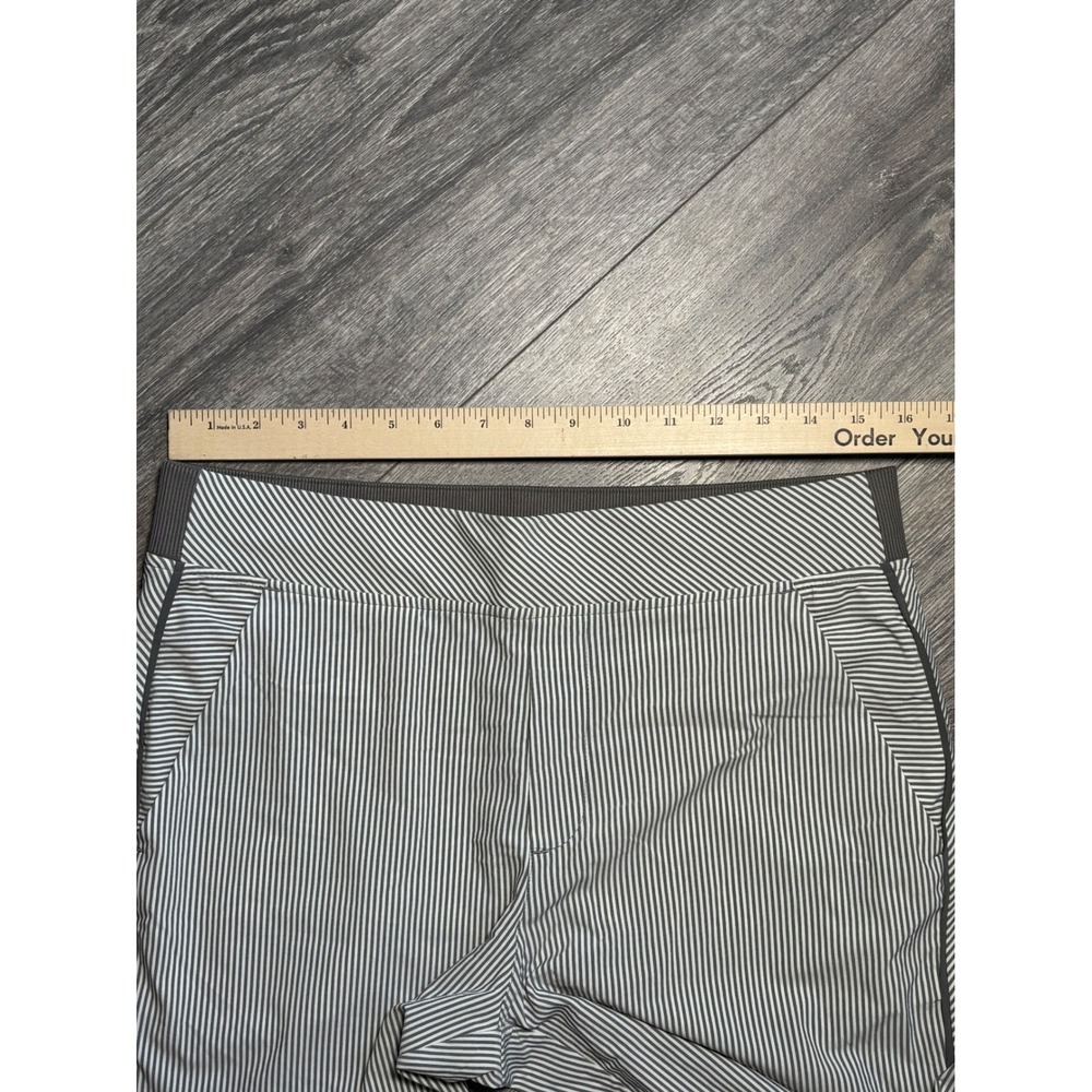 Athleta Brooklyn Textured Ankle Pant White Grey Stripe 12P Petite Pinstripe - Picture 7 of 13